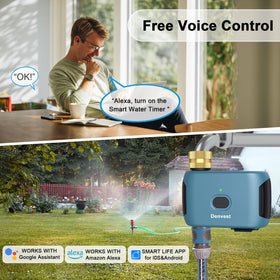 Denvest app control screen for watering plans and history.
