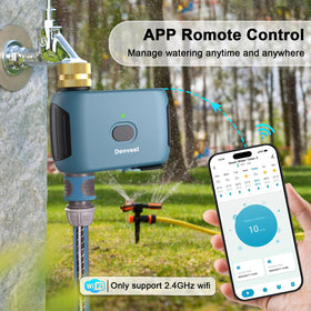 Denvest hub and timer shown for centralized irrigation management.