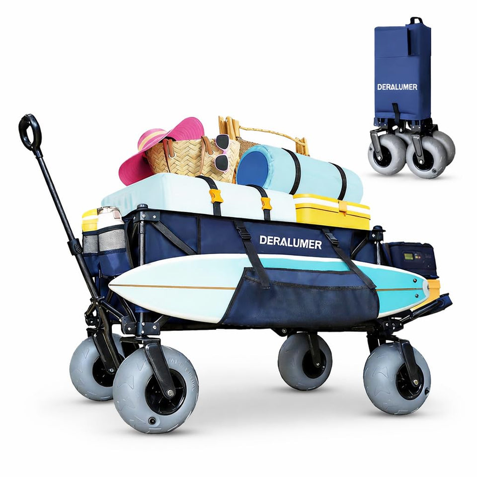 Deralumer X900 on sand with balloon wheels for easy beach hauling