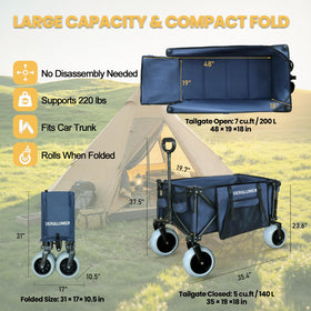Deralumer X900 shown with expanded tailgate for long gear like umbrellas.