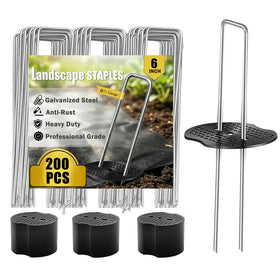 Deritec 200-pack landscape stakes with beveled ends for easy ground penetration.