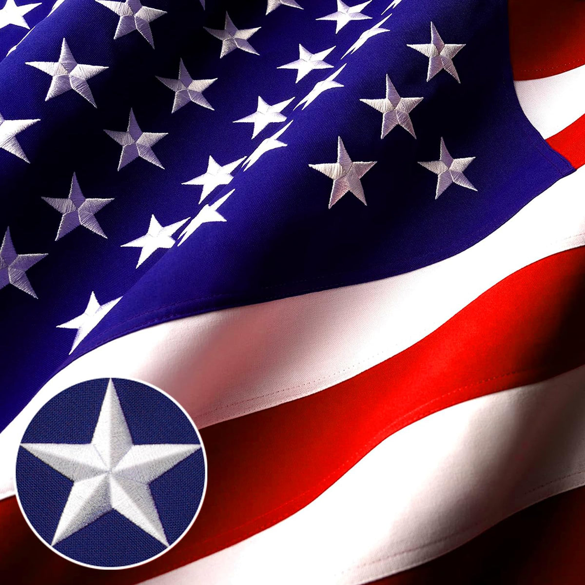 DERJLY American Flag 3x5ft outdoor with embroidered stars for a lasting patriotic display