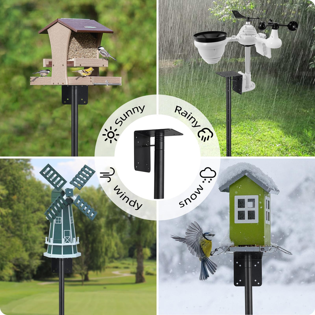 DEROFIT outdoor-use-ready-pole suitable for patios, gardens, and weather stations