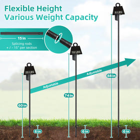 DEROFIT height-splicing sections enable easy pole length adjustments.