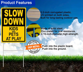 DEROLT metal stake enables quick tool-free installation for secure sign placement.