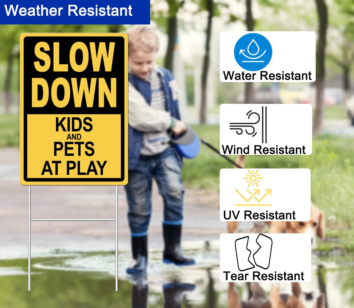 DEROLT sidewalk warning sign for children at play improves driver awareness around homes.