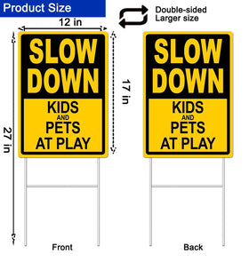 DEROLT yellow yard sign 12x17 with H-stake boosts safety near driveways and playgrounds.