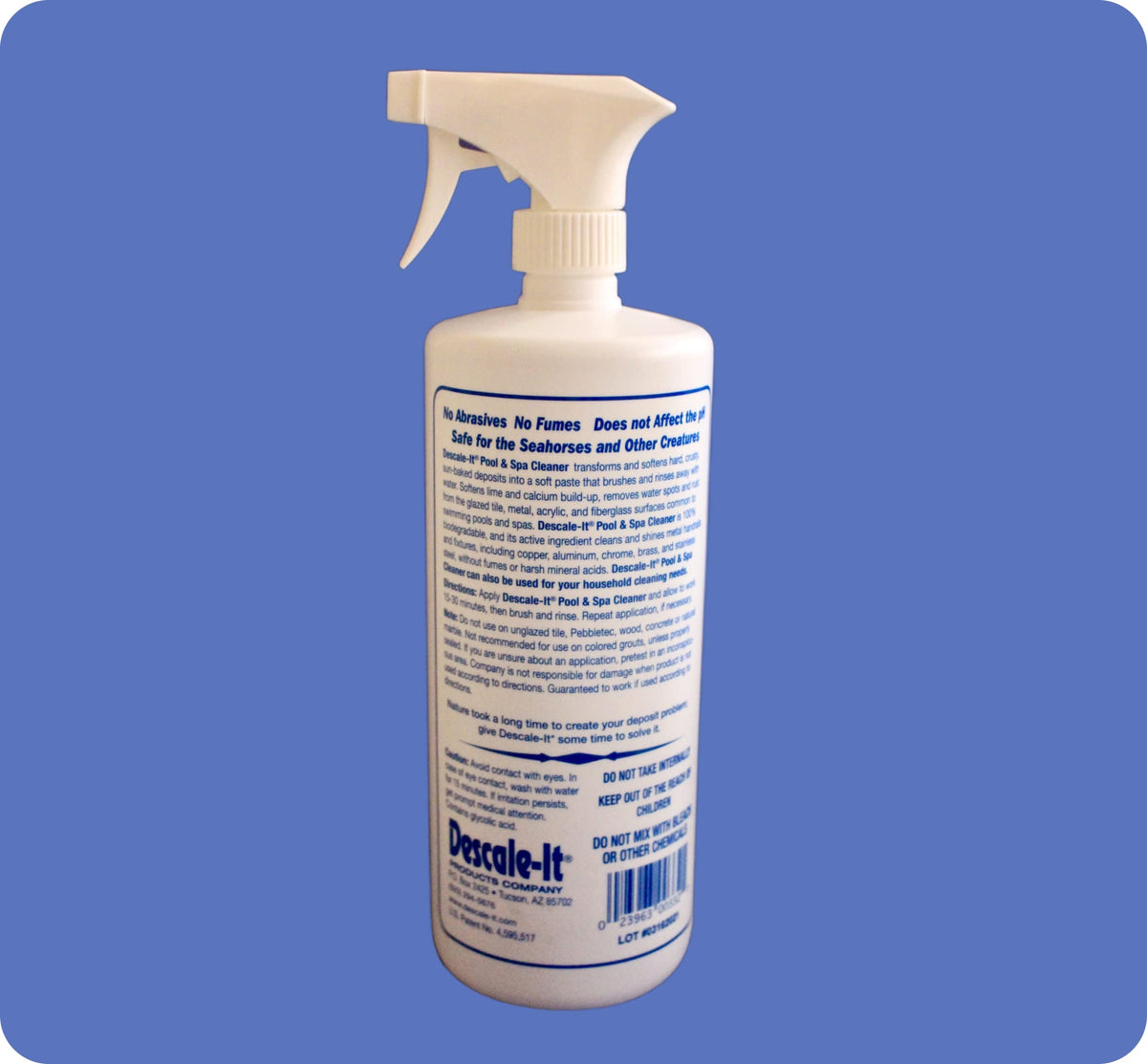 Descale-It removes water spots and rust on glazed tile surfaces