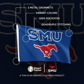 Desert Cactus SMU Mustangs flag grommets and header—secure hanging.