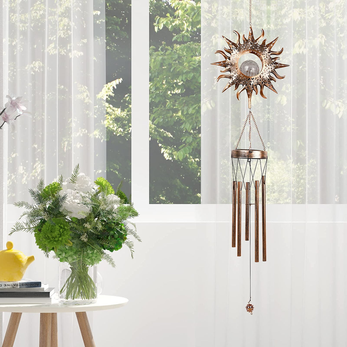 DesGully energy saving LED wind chime adds eco friendly outdoor lighting