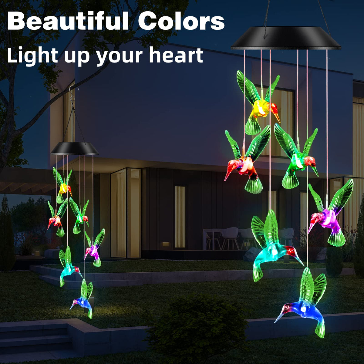 DesGully garden wind chime decor adds festive curb appeal.