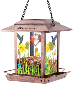 DesGully solar bird feeder for outdoor hanging attracts birds in your yard.