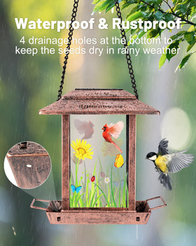 Rust-proof metal DesGully feeder withstands weather for year-round use.