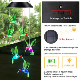 DesGully hummingbird wind chime enhances yard decor with charm.