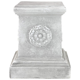 Design Toscano antique stone finish complements English garden decor.