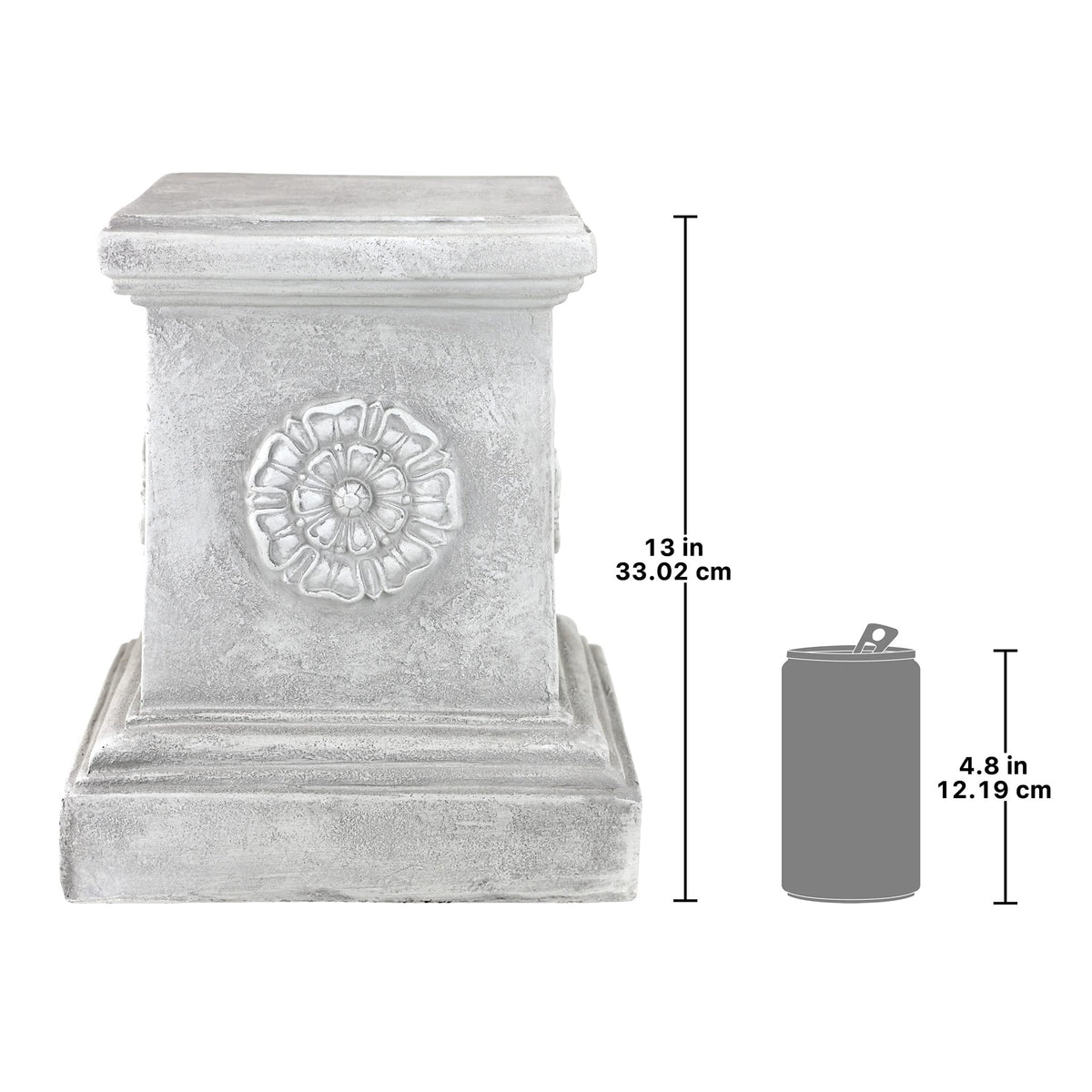 Design Toscano rosette pedestal square top elevates indoor or outdoor displays.