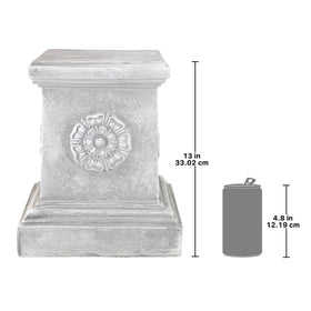 Design Toscano rosette pedestal square top elevates indoor or outdoor displays.