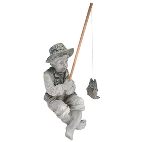 Design Toscano Frederic the Little Fisherman Avignon front view statue for nostalgic garden charm.