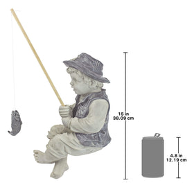 Design Toscano Frederic outdoor statue suitable for porch, patio, or pond edge.