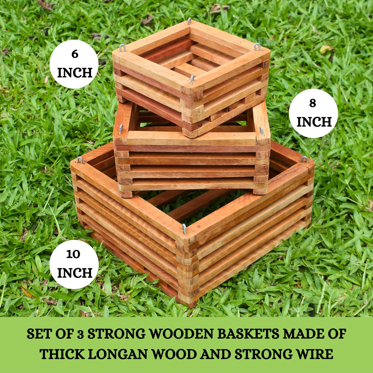 DESQUIGGLE wooden hanging planter improves airflow around roots.