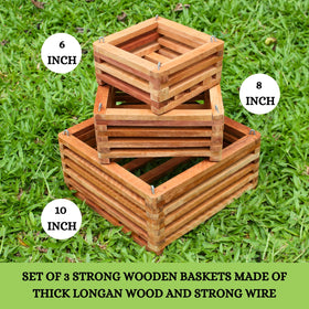 DESQUIGGLE wooden hanging planter improves airflow around roots.