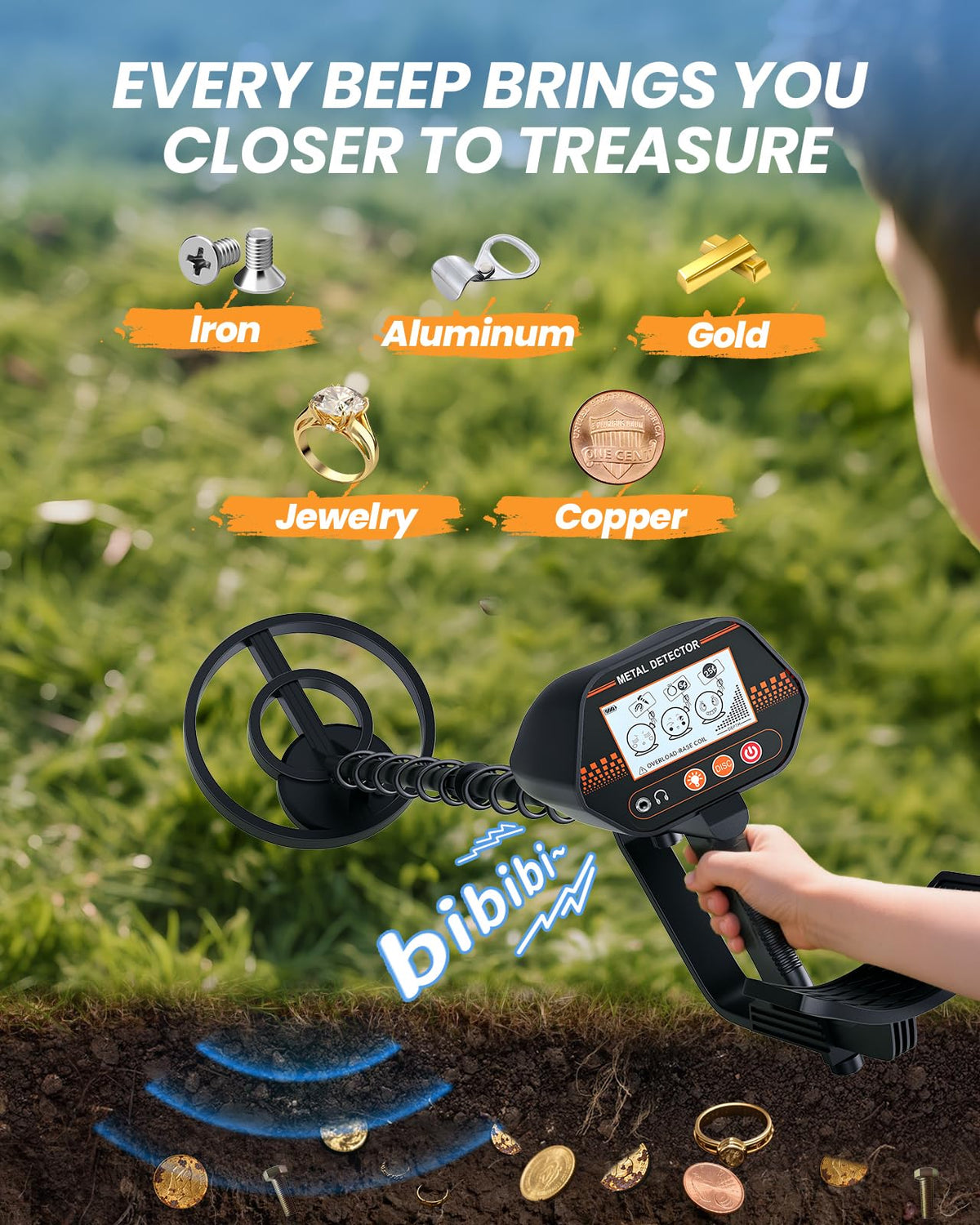 IP68 waterproof coil enables safe sand and shallow-water explorations.