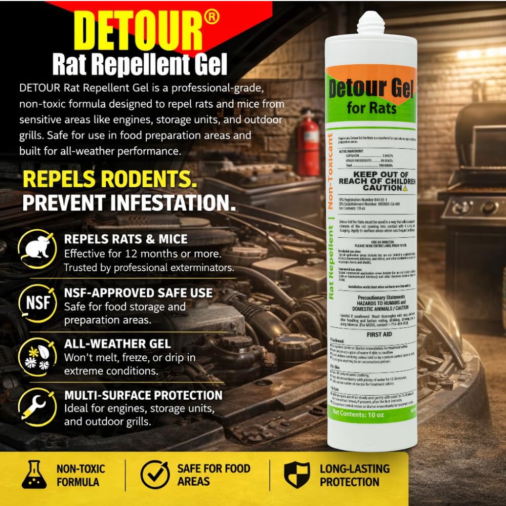 Detour gel used in kitchen area to deter rodents in food prep