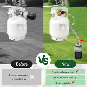 Includes two caps for securing small tanks after refilling