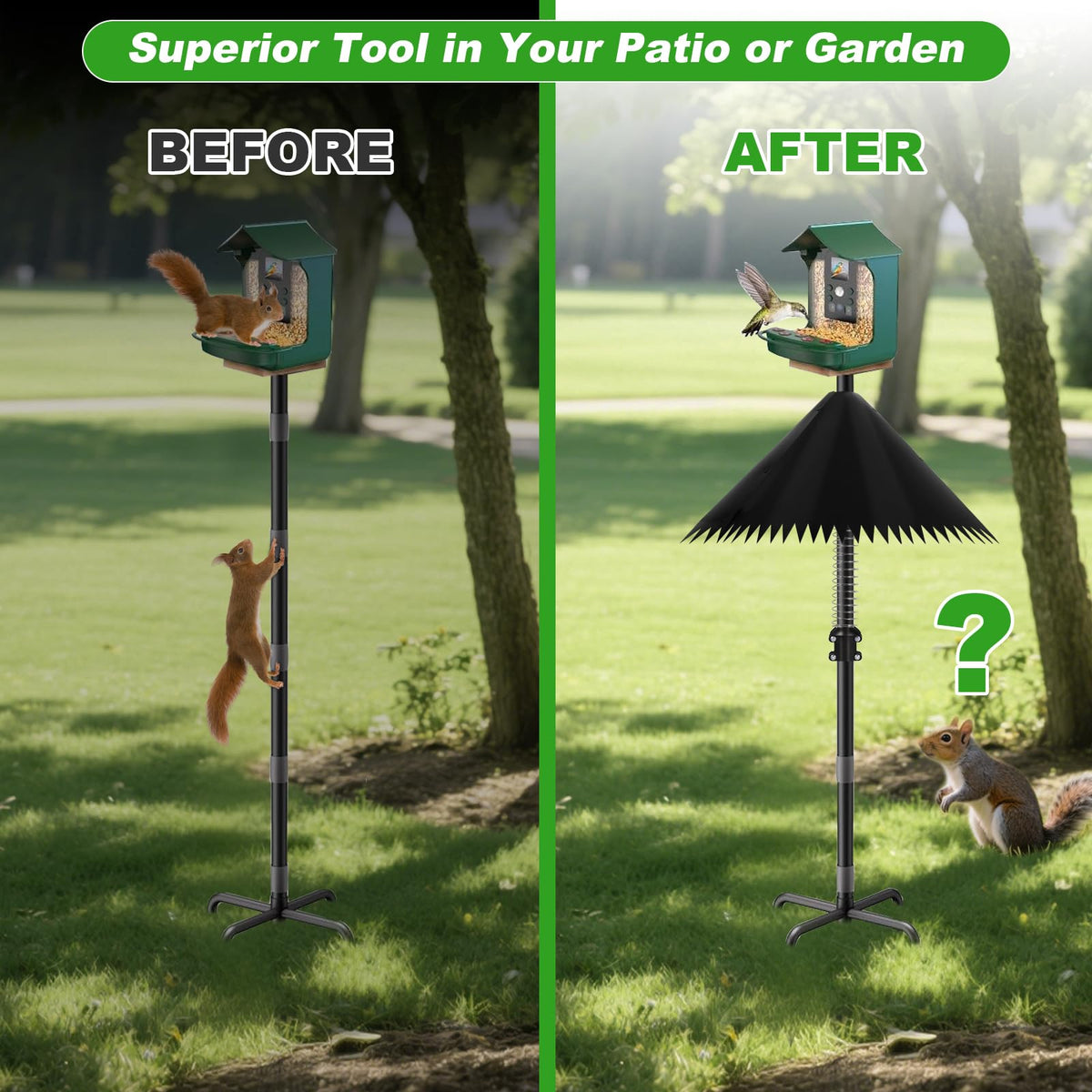 Detoypapa squirrel guard for shepherd's hook on garden
