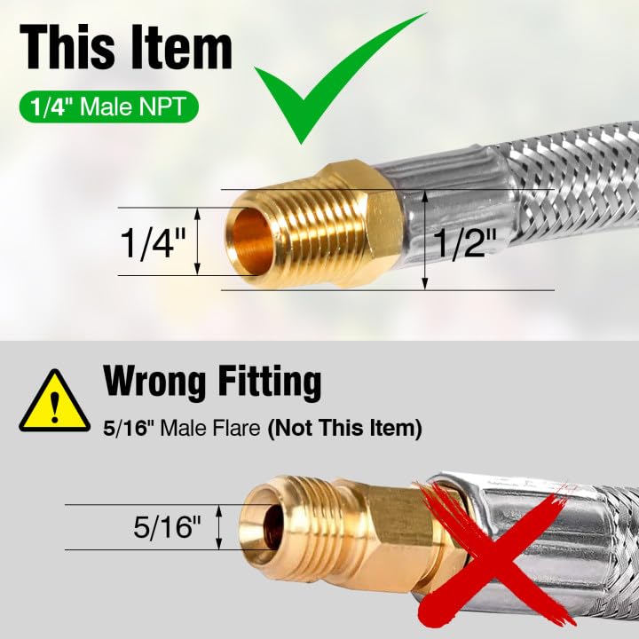 Detoypapa stainless steel braided propane hose provides durable, secure, airtight connections
