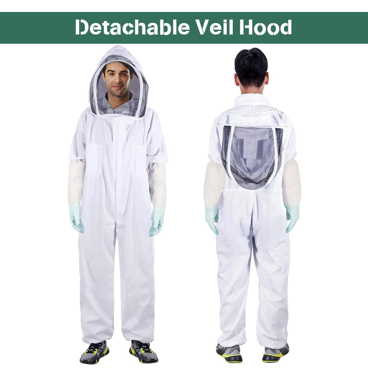 Elastic cuffs and snug waist seal keep bees from entering