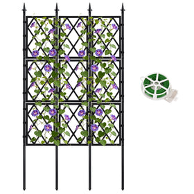 DEVISEFUN 5.25ft metal trellis arch supports climbing roses and vines outdoors.