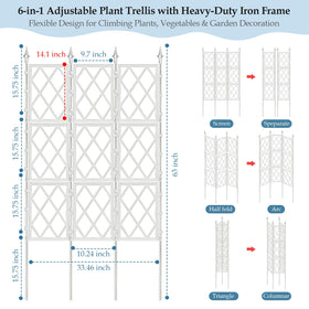 DEVISEFUN open-grid trellis supports heavy vines with durable iron tubes.