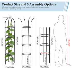 DEVISEFUN cylindrical metal trellis 4.9 ft suited for containers