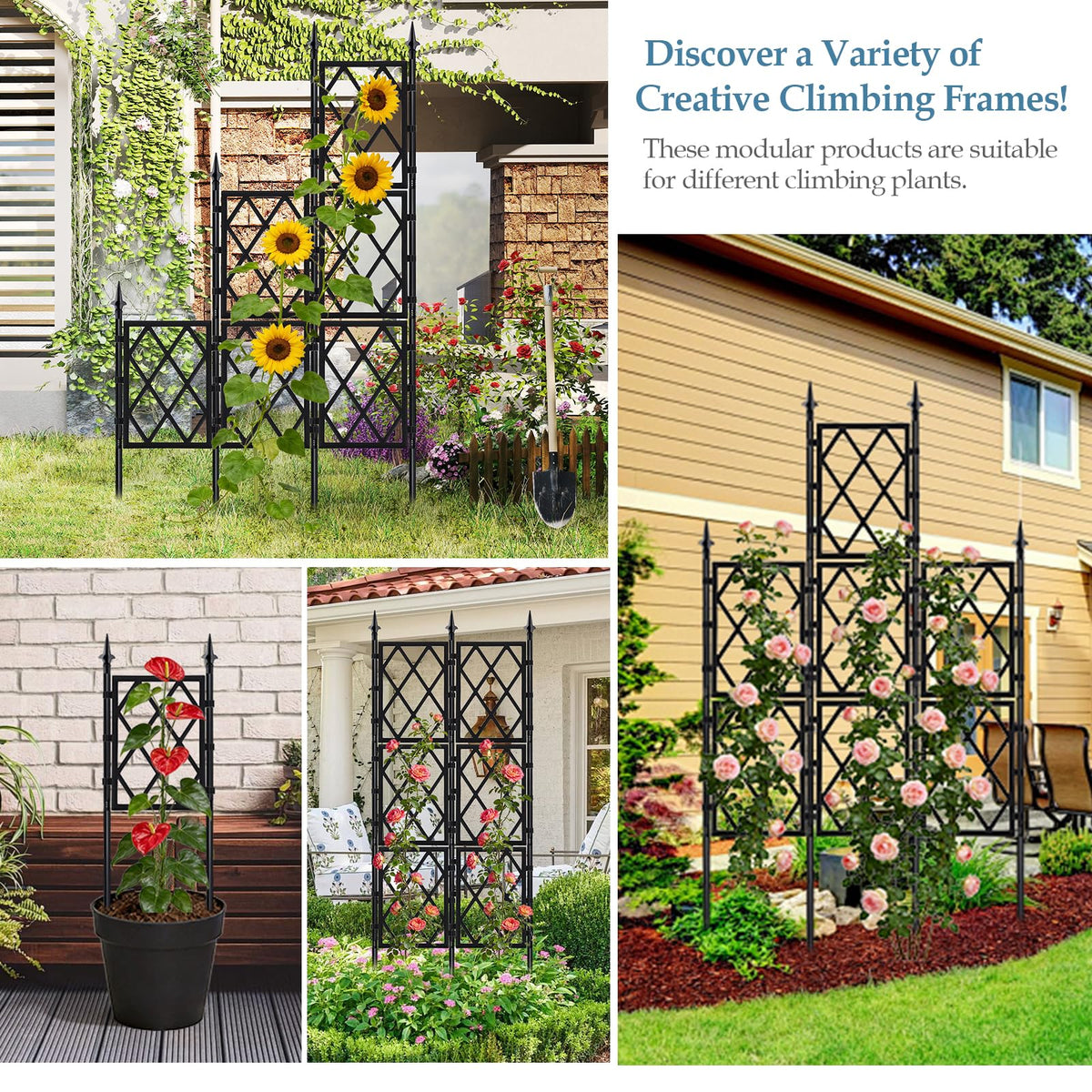 DEVISEFUN screw-in joints enable quick, tight assembly of multiple trellis shapes.