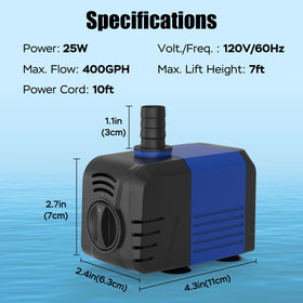 Devopet 400GPH pump top view highlighting robust copper rotor for longevity