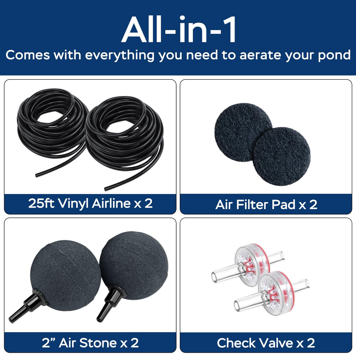 Devopet adjustable airflow to match pond aeration needs.