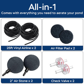 Devopet adjustable airflow to match pond aeration needs.