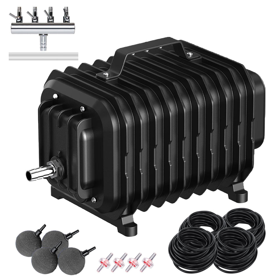 Devopet pond aerator kit powers koi ponds up to 2,500 gallons with efficient aeration.