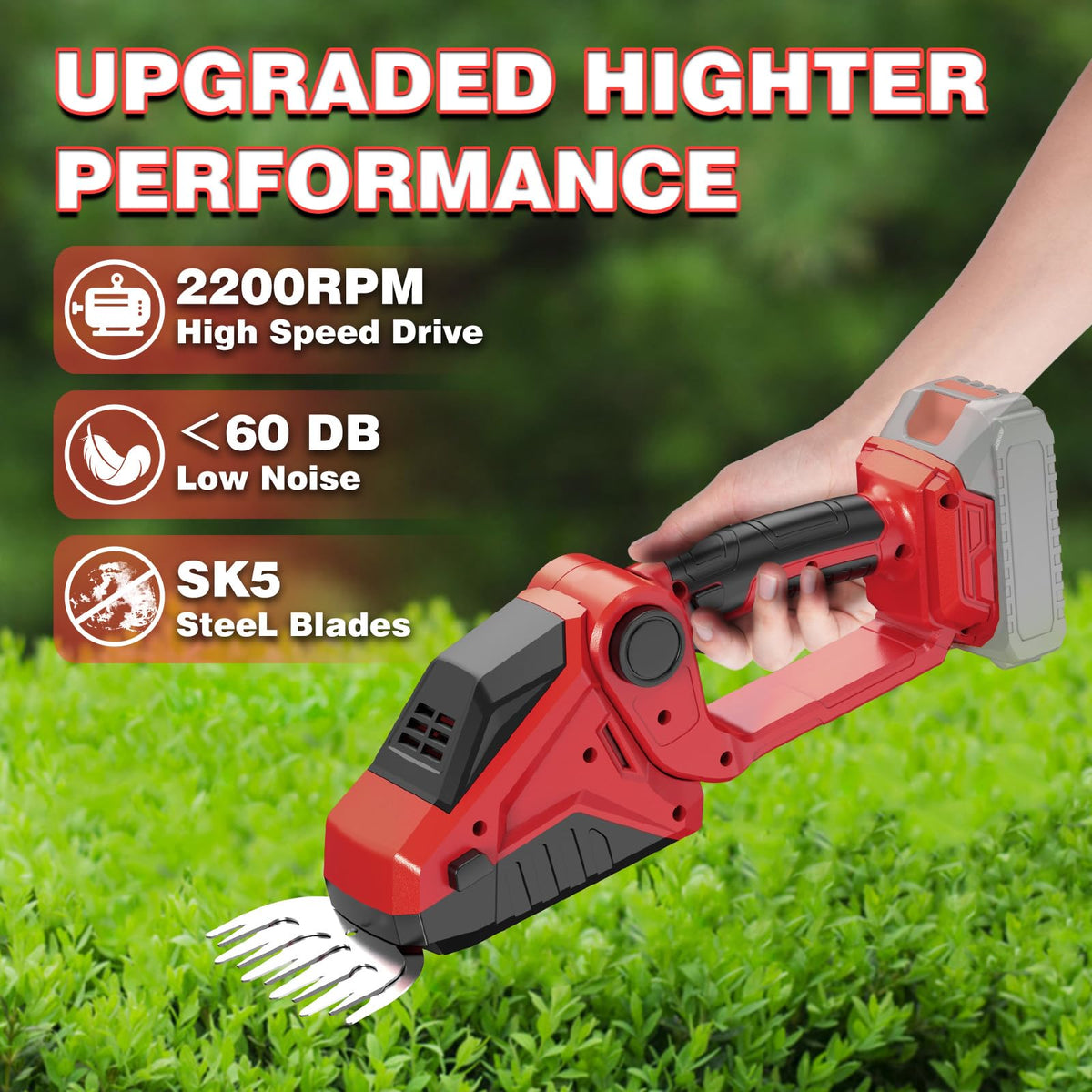 DEVTBLUN adjustable-head angles adapt to hedge height and terrain