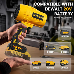 DEVTBLUN blower delivers up to 130,000 RPM for fast debris clearing.