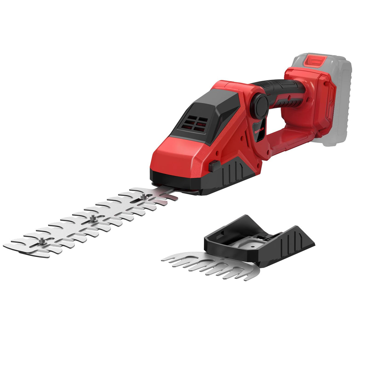 DEVTBLUN cordless hedge trimmer with Milwaukee compatibility for outdoor pruning