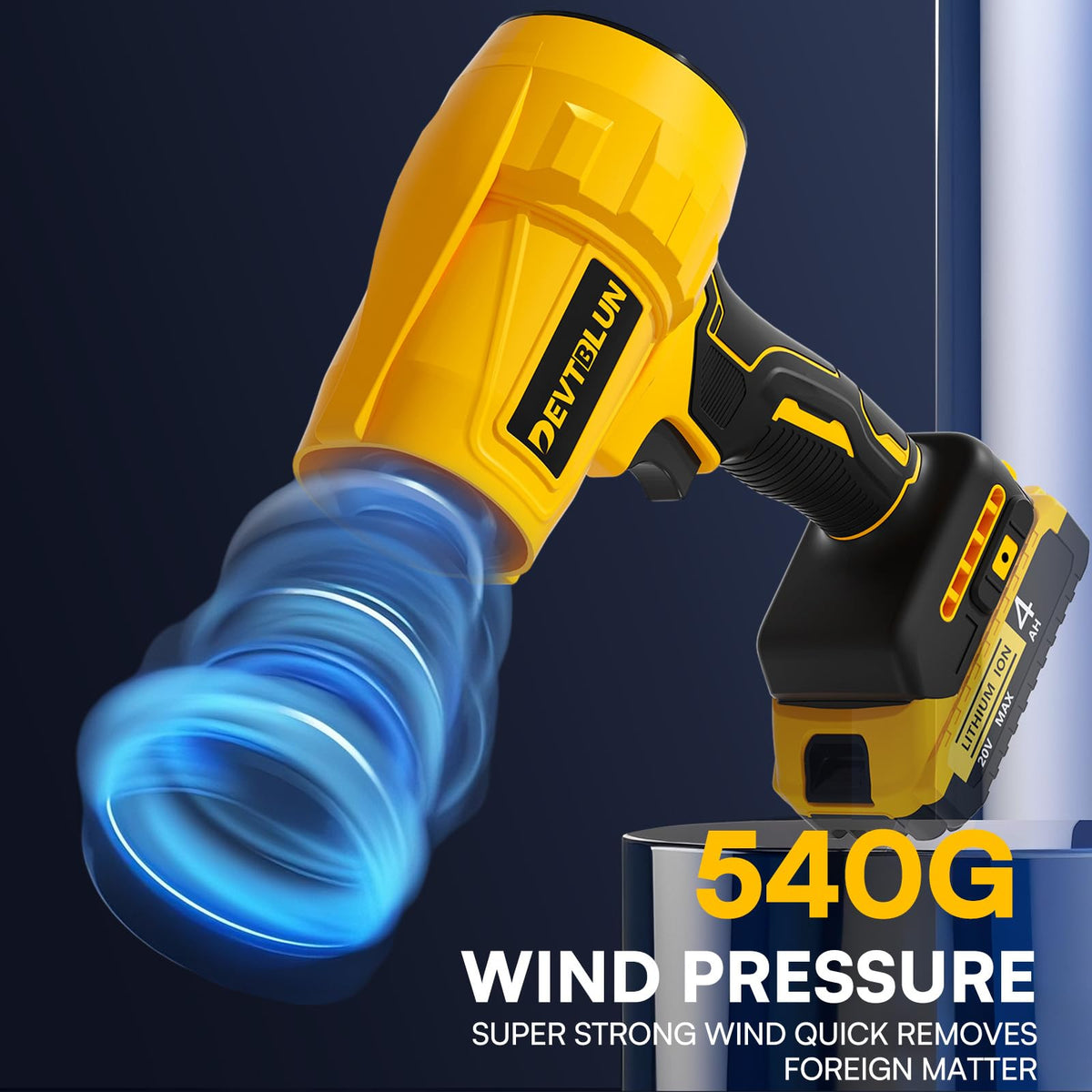 DEVTBLUN includes earplugs, safety glasses, and gloves for safe use.