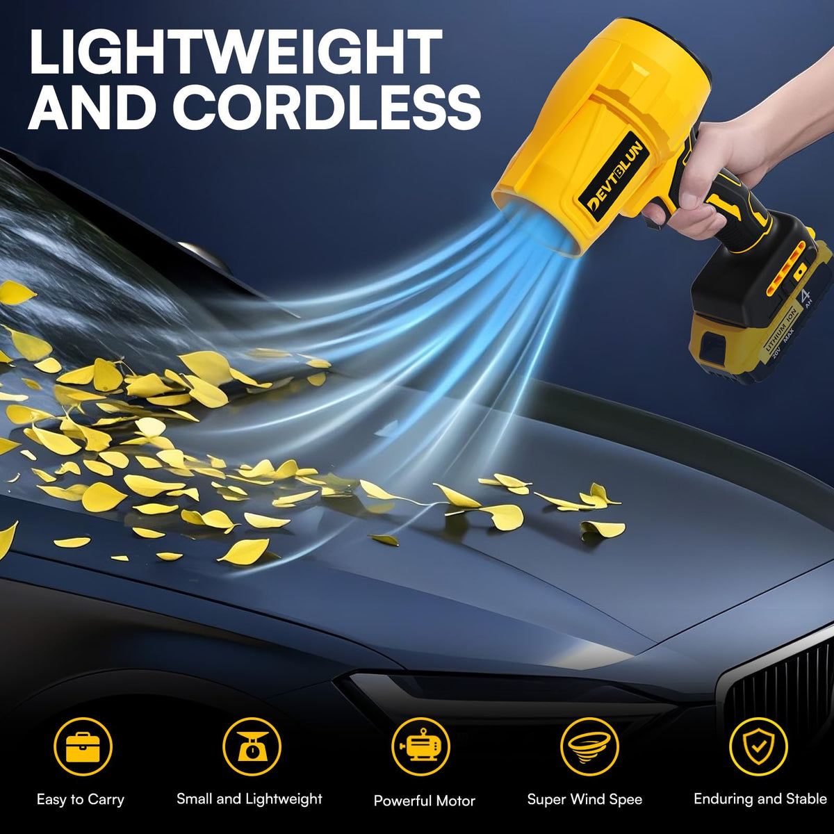 DEVTBLUN ultra-lightweight at 1.4 pounds for one-handed operation.