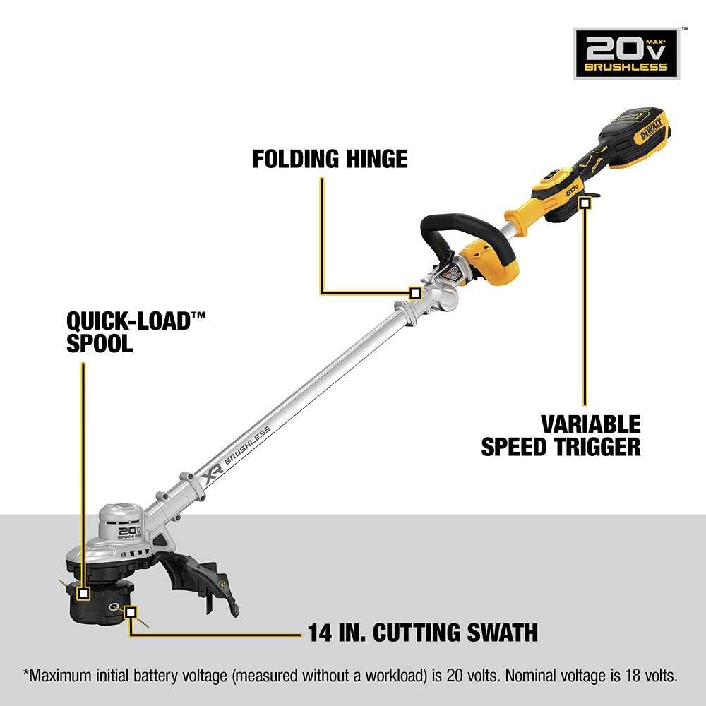 Durable brush-ready design on the DEWALT trimmer.
