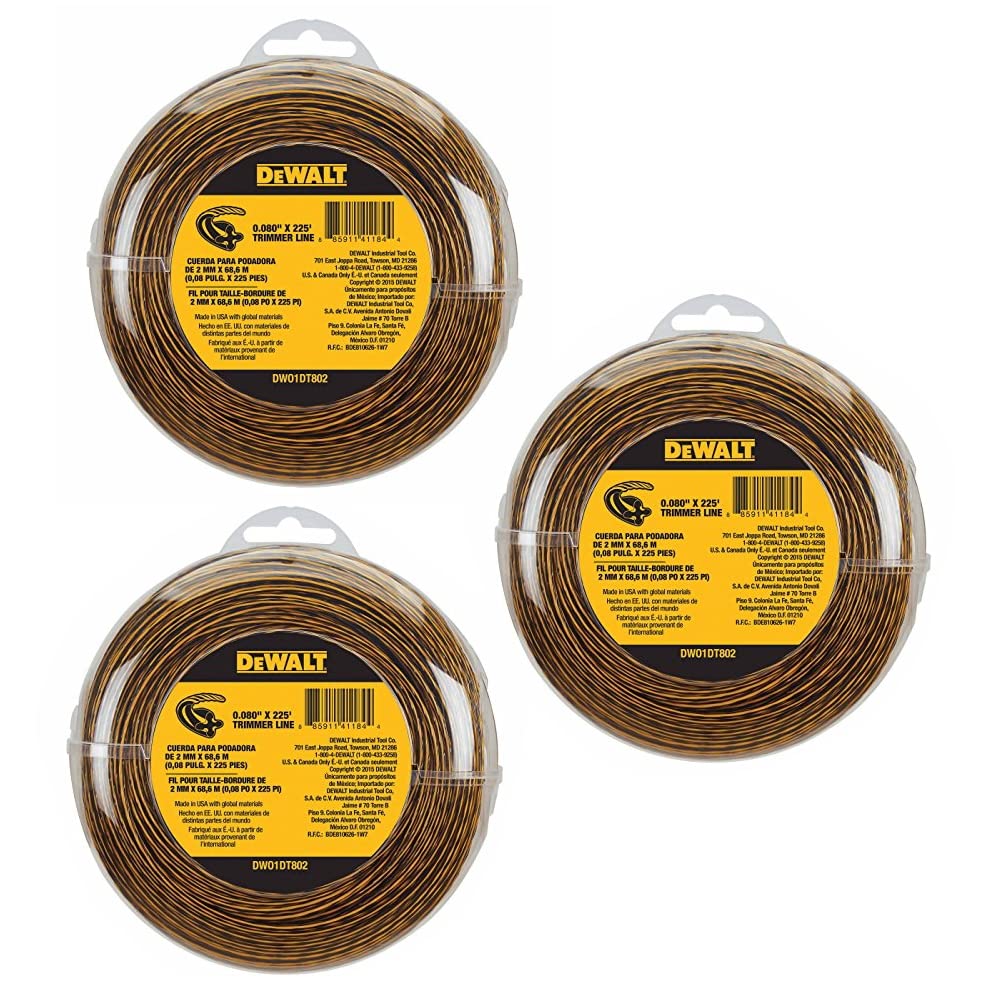DEWALT DWO1DT802 trimmer line, 225 ft, 0.080 in; OEM replacement for durability and reliability.
