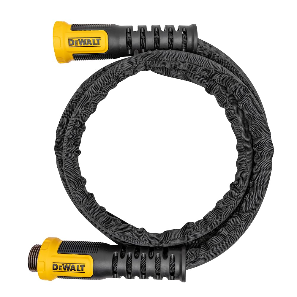 DEWALT DXMH3306 heavy-duty fabric hose showing rugged exterior for tough outdoor tasks.