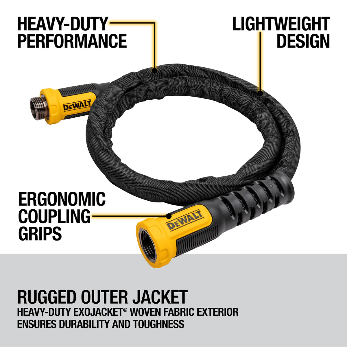 DEWALT DXMH3306 woven fabric detail highlights durability and flexibility for gardening.