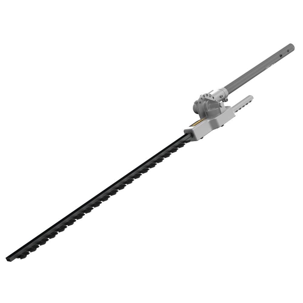 Dewalt Head Hedge Trimmer Pole 22in in-use view showing extended reach for tall hedges.