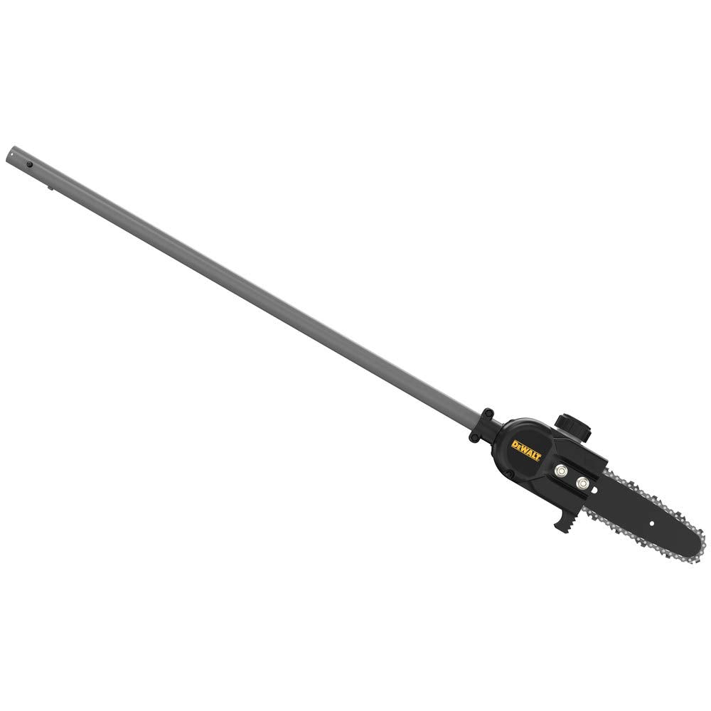 DEWALT head pole saw attachment 8in in use, extended reach for pruning tasks.